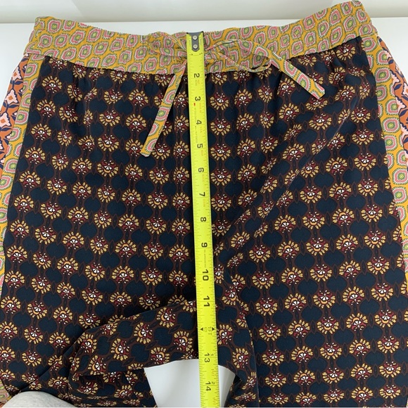 Zara Mixed Print Boho Pull On Wide Leg Cropped Pants High Rise/Drop Crotch Sz Lg - Picture 14 of 16